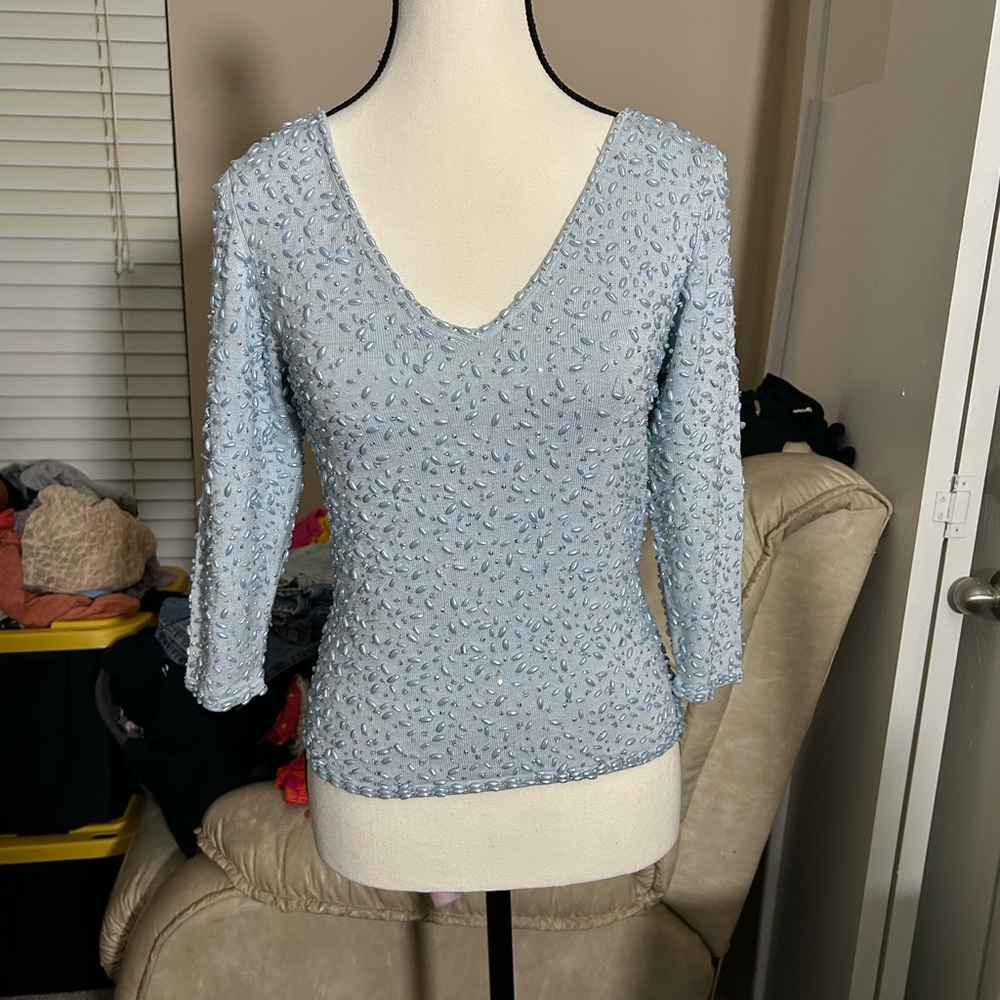 Victoria Royal Ltd Sky Blue Embellished Blouse